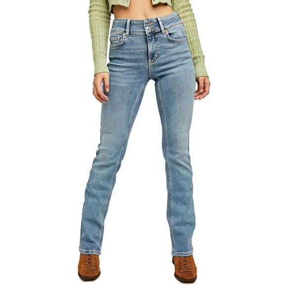 Free People We theFree Shayla Mid Rise Bootcut Jeans Size 28 Embroidered Pockets - Picture 2 of 10